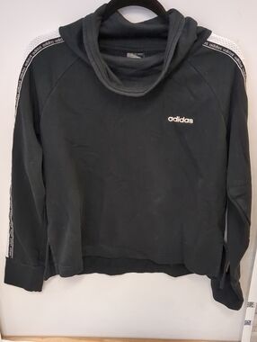 adidas Black Cowl Neck Sweatshirt with  White Accents